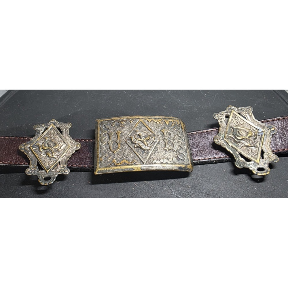 Antique Knights of Pythias UR Belt Buckle & 2 Slides Ceremonial Regalia Reenact